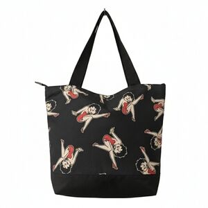 Betty Boop Black Tote Bag with Cartoon Print